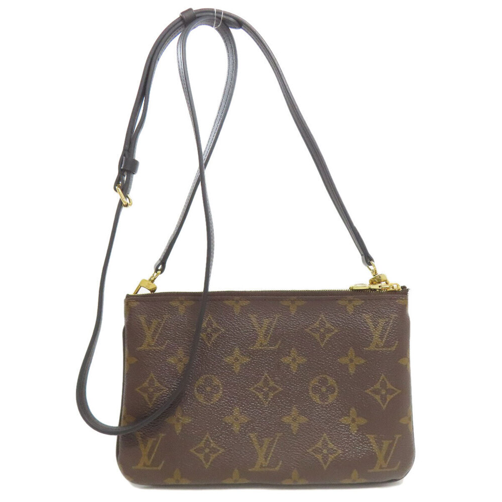 Louis Vuitton Monogram Zip Shoulder Pochette Giant Double Bag Brown